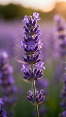 Fototapeta premium Lavender Flowers Macro in Soft Breeze Relaxation Aromatherapy Concept