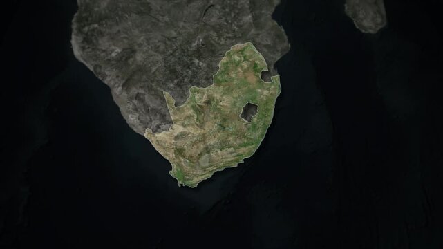 SOUTH AFRICA Map Animation with White Borders, Digital Country Borders and Light Transition Background