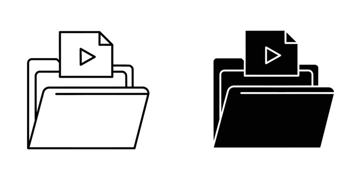 play and pause media controls flat design vector illustration on folders