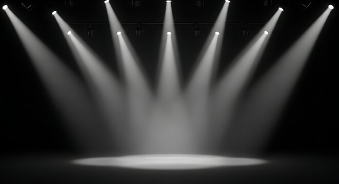 Spotlights Illuminating Stage Performance Under Dramatic Theater Spotlighting