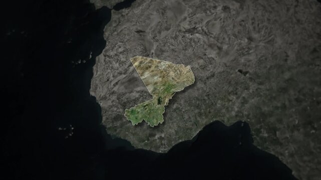 MALI Map Animation with White Borders, Digital Country Borders and Light Transition Background