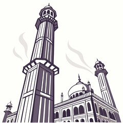 Obraz premium Illustration of a mosque with minarets and domes