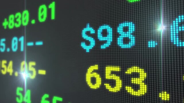 Animation of dna strand rotating and numbers with gold dots in digital space