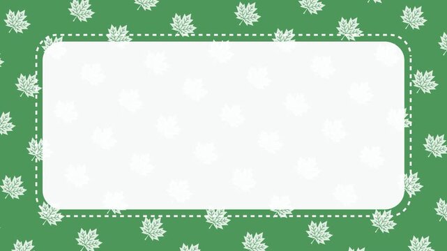 Green Leaf Pattern Background with White Copy Space and Dotted Rounded Frame Animation