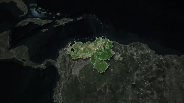 VENEZUELA Map Animation with White Borders, Digital Country Borders and Light Transition Background