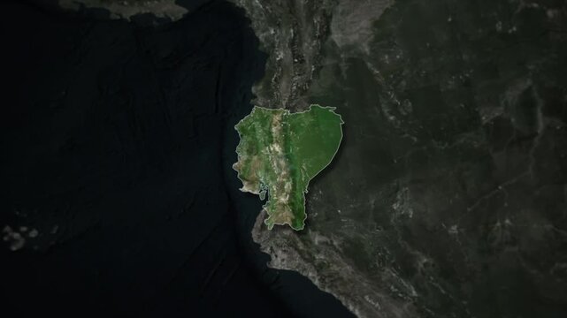 ECUADOR Map Animation with White Borders, Digital Country Borders and Light Transition Background