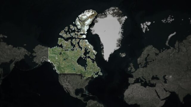 CANADA Map Animation with White Borders, Digital Country Borders and Light Transition Background