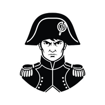 Historical illustration of a napoleonic officer in uniform with bicorne hat