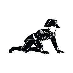 Fototapeta premium Napoleonic soldier in a crawling position during battle