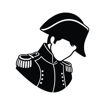Historical naval officer silhouette with traditional tricorn hat and epaulettes
