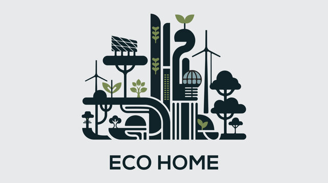 Modern and eye caching eco home logo design