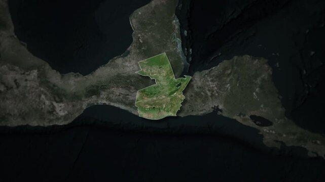 GUATEMALA Map Animation with White Borders, Digital Country Borders and Light Transition Background