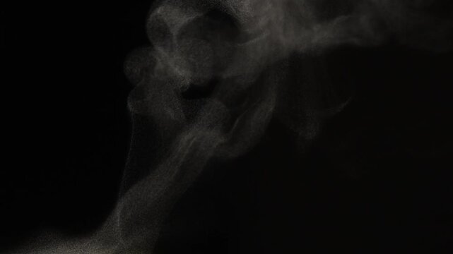 Soft swirls of smoke rise gracefully against a dark backdrop. Concept of mystery, atmosphere, and elegance, perfect for creative design and artistic projects, design overlays, advertisements.