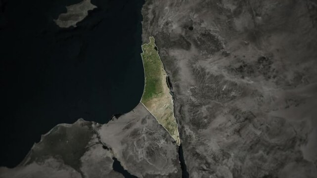 PALESTINE Map Animation with White Borders, Digital Country Borders and Light Transition Background