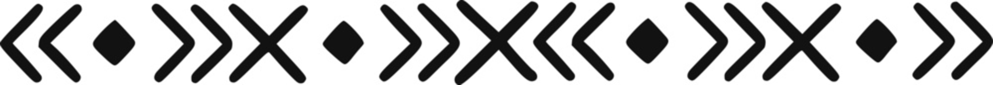 Ethnic tribal symbol border with arrows and dots isolated on transparent background