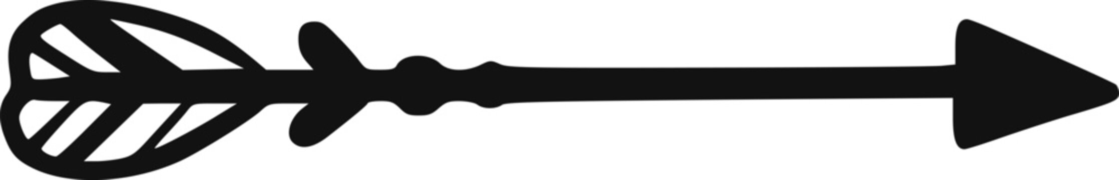 Hand drawn tribal arrow illustration isolated on transparent background