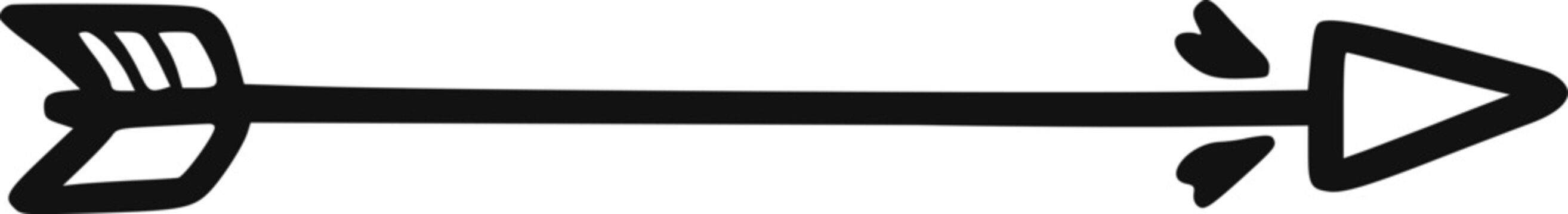 Minimalist thin hand drawn arrow sketch isolated on transparent background