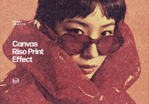 Canvas Riso Print Photo Effect Mockup
