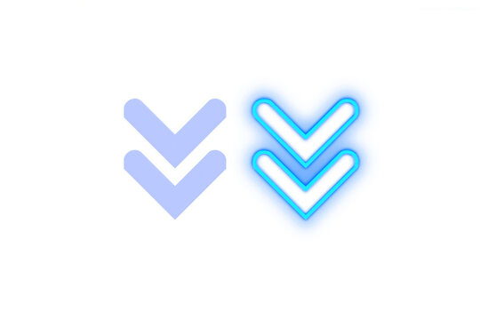 Set of Download Icons with a Blue Neon Glowing Arrow