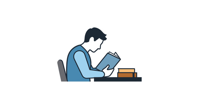 Man sitting reading a book.