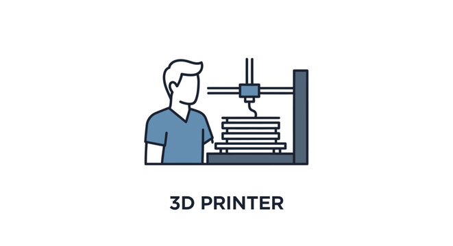 Man operating a 3D printer machine.