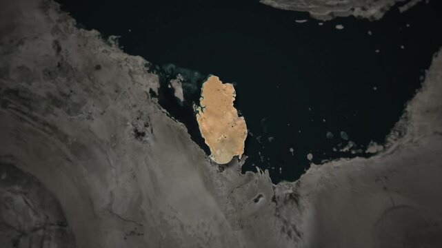 QATAR Map Animation with White Borders, Digital Country Borders and Light Transition Background