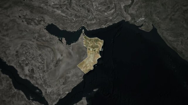 OMAN Map Animation with White Borders, Digital Country Borders and Light Transition Background