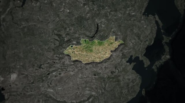 MONGOLIA Map Animation with White Borders, Digital Country Borders and Light Transition Background