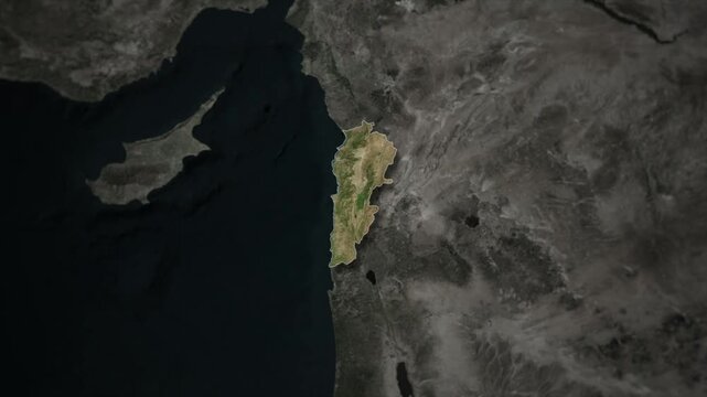 LEBANON Map Animation with White Borders, Digital Country Borders and Light Transition Background