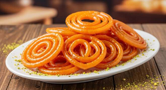 Delicious Homemade Deep-Fried Jalebis for Festivals and Celebrations, Food Concept
