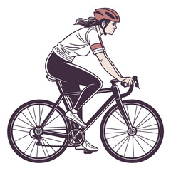 Naklejka premium A stylized illustration depicts a female cyclist in motion showcasing a dynamic profile view of athletic activity and road biking high quality