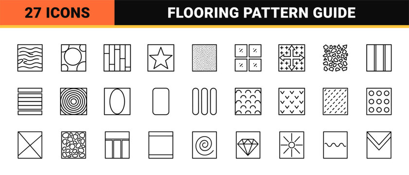 Minimalist flooring texture and paving pattern icon set
