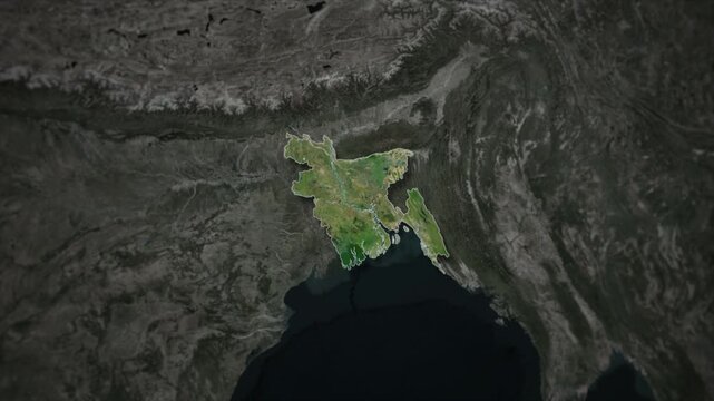 BANGLADESH Map Animation with White Borders, Digital Country Borders and Light Transition Background