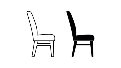 Fototapeta premium Chair icon set outline and solid furniture