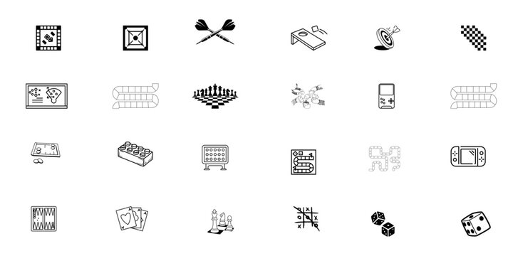 Classic Ludo and Parchis Board Game Icon Set &ndash; Minimalist Strategy Game Elements for Mobile Apps and Family Fun Branding