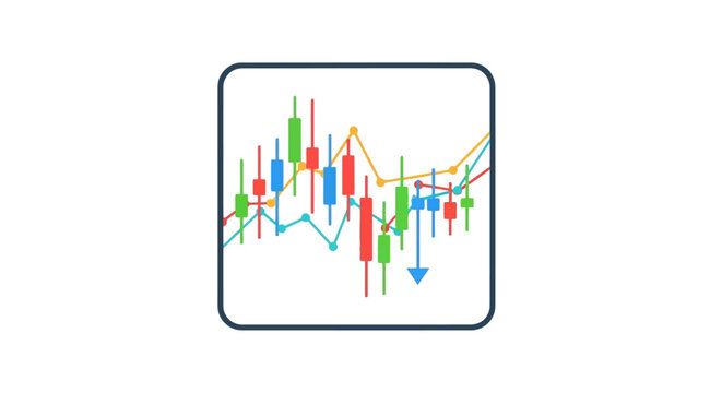 Stock market graph with downward trend.