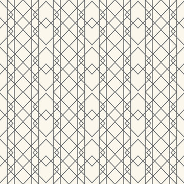 Seamless decorative monochrome pattern - geometric ornamental luxury design. Repeatable beige elegant background. Symmetry endless print
