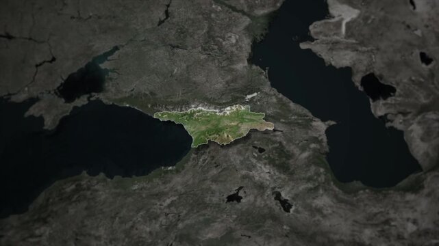 GEORGIA Map Animation with White Borders, Digital Country Borders and Light Transition Background