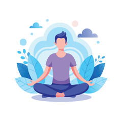 Obraz premium Person meditating peacefully amidst natural elements