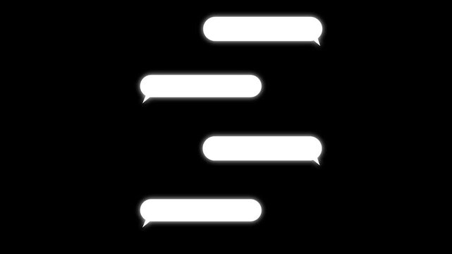 text Message bubble animation on black background, The messages have avatars of a woman and a man. Flat style animation in resolution up to 4k. Sms, and text ..