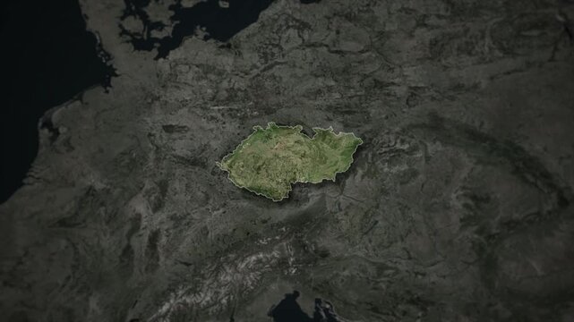 CZECH REPUBLIC Map Animation with White Borders, Digital Country Borders and Light Transition Background