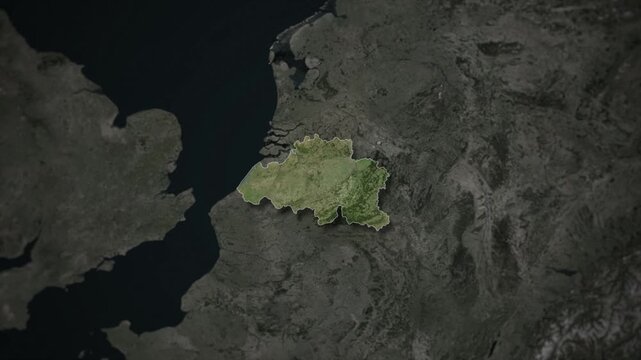 BELGIUM Map Animation with White Borders, Digital Country Borders and Light Transition Background