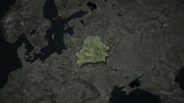 BELARUS Map Animation with White Borders, Digital Country Borders and Light Transition Background
