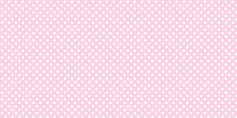 Seamless white polka dot pattern on pink background, vector illustration © devi