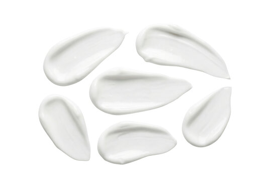 White cosmetic cream smears top view isolated. Skincare texture mockup.