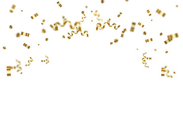 Fototapeta premium Vector confetti. Golden tinsel, confetti fall from the sky. Shiny confetti . Holiday, birthday. vector illustration