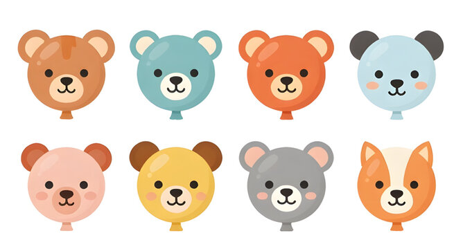 cute animal, cartoon face, teddy bear, puppy face, dog icon, kawaii animal, pastel colors, adorable character, smiling face, soft colors, baby animal, cute icon, animal collection, cartoon puppy, bear