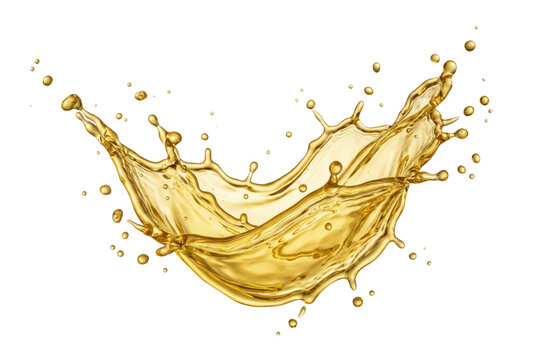Golden oil splash isolated. Cosmetic ingredient mockup.