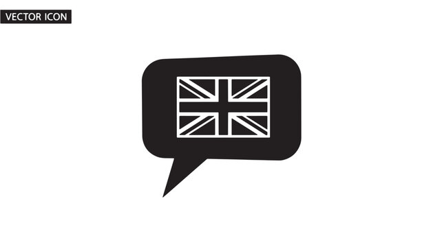 Union Jack Flag Speech Bubble Icon For Language Learning And Cultural Exchange Concepts