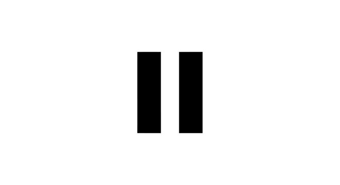Pause button symbol with two black parallel bars on white background for media and technology concepts